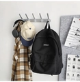 Minimalist black MRMILID fabric backpack for students with a street style aesthetic - Black
