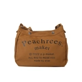 Borsa tote in tela marrone scuro con scritte artistiche e tracolla regolabile - Marrone
