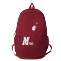 Vintage bordeauxroter College Rucksack mit Buchstabendruck und Bären Schlüsselanhänger - Burgunderrot