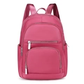 Mochila minimalista de nailon rojo rosa con bolsillos de cremallera y correas ajustables - Rojo