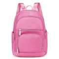 Mochila minimalista de mujer en rosa brillante con múltiples bolsillos y correas ajustables - Rosa