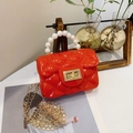Mini red quilted jelly crossbody bag with pearl handle and golden chain strap - Red