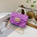 Mini lavender purple jelly handbag with pearl handle and quilted pattern design - Purple