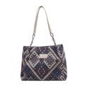 Tragetasche mit ethnischem Geometriemuster in Marineblau und Weinrot mit Kette - Blau