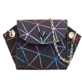 Mini laser geometric chain crossbody bag for women with colorful gradient triangle pattern - Black