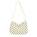 Détail du sac bandoulière en nylon à pois avec fermeture éclair et bandoulière - Blanc Cassé