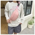 Minimalist pink nylon crossbody bag with adjustable strap and zipper closure details - Pink