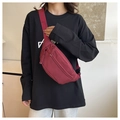 Minimalist dark red nylon crescent fanny pack with braided zipper detail and adjustable strap - Dark Red