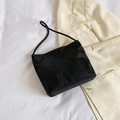 Chic black nylon shoulder bag with onwards and upwards slogan lettering - Black