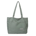 Minimalistische Morandi-grüne Nylon-Tragetasche mit großer Vordertasche und zwei Griffen - Grün