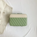 Quilted two-tone rectangular handbag in cream and avocado green leather variant - Green