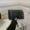 Borsa a tracolla nera chic con cuciture geometriche e tracolla a catena dorata - Borsa Principale E Stile Pochette Sospesa / Nero