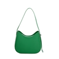 Elegante borsa a spalla hobo verde acceso in pelle sintetica liscia con zip in argento - Verde