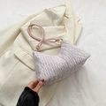 Chic pleated lavender underarm bag with unique pink rope handle and gold accents - Pink