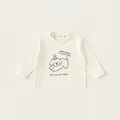 T-shirt à manches longues en coton blanc cassé pour garçon avec imprimé chiot mignon - 110 / Blanc Cassé