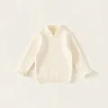Pull en tricot crème pour fille avec col montant et bouton chinois élégant - 80 / Blanc Cassé