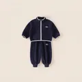Ensemble de sport 2 pièces en polaire bleu marine pour garçon avec zip blanc contrasté - Bleu Marine / 100