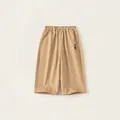 Khaki cotton chino shorts for boys featuring an elastic waist and cute bear embroidery - 80 / Khaki