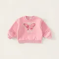 Sweat-shirt rose à manches longues pour filles avec papillon 3D et volants en tulle - 80 / Rose