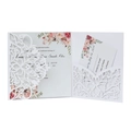 Partecipazione matrimonio laser cut con motivo floreale e inserto elegante bianco - Bianco