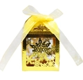 Golden laser cut snowflake gift box with yellow organza ribbon bow for Christmas candy - Reflective Gold