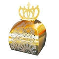 Elegant gold crown hollow candy gift box with intricate laser-cut floral patterns - Reflective Gold