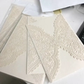 Laser cut lace wedding invitation cover in elegant ivory pearlescent paper finish - Ivory