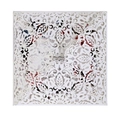 Elegant white laser cut wedding invitation with intricate mandala lace floral pattern - White