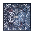 Laser cut navy blue wedding invitation card with intricate floral lace patterns - Dark Blue