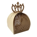 Laser cut crown gift box in natural kraft paper for wedding candies and party favors - Beige Gold
