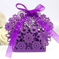 Elegant purple laser-cut flower candy box with matching organza ribbon bow detail - Dark Purple