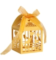 Boîte à bonbons jaune découpée au laser en forme de cage à oiseaux pour mariages - Or