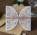 Laser-cut hollow wedding invitation set with kraft paper card, twine and white envelope - Fine Floral Hollow Style (HK-20)