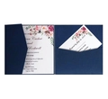 Ivory wedding invitation set with navy tri-fold pocket and pink floral RSVP card - Magic Blue