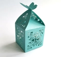 Laserschnitt Tiffany-Blau Hochzeit Süßigkeit Box mit Kreuzmuster und Schmetterling - Tiffany-Blau