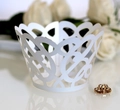 Elegante witte lasergesneden cupcake houders met bloemenkant voor bruiloft decoraties - Wit