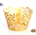 Laserschnitt Weinreben-Muster goldene Cupcake-Hülle für elegante Dessert-Dekoration - 5cm / Gold