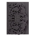 Elegant European style black laser cut invitation card with intricate hollow lace pattern - Full Set / Black Khaki
