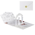 3D laser-cut white wedding invitation with floral prints and pop-up bridal arch - Full Set / White