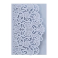 Light blue laser cut wedding invitation card with intricate European scroll pattern - Full Set / Fog Blue