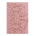 Pink laser-cut wedding invitation cover with intricate hollow heart and floral patterns - Full Set / Pink