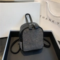 Mini black backpack with silver rhinestones and metal zippers in a gift box - Silver