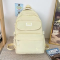 Hellgelber wasserdichter Schülerrucksack mit Fashion-Label und verstellbaren Gurten - Gelb