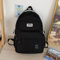 Wasserdichter schwarzer Harajuku-Rucksack mit Fashion-Stickerei und Fächern - Schwarz