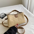 Retro cream faux crocodile leather tote bag with brown straps and magnetic flap - Khaki