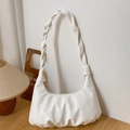 Borsa a nuvola bianca arricciata con manico intrecciato per un look minimalista - Bianco Sporco