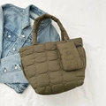 Bolso tote acolchado verde oliva con pequeña bolsa extraíble de estilo informal - Verde