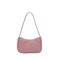 Bolso de hombro rosa acolchado con patrón de rombos y correa delgada elegante - Rosa