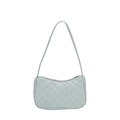 Bolso de hombro acolchado azul claro con diseño de diamantes y cremallera dorada - Verde