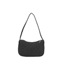 Bolso de hombro acolchado de nailon negro con diseño de diamantes y cremallera dorada - Negro
